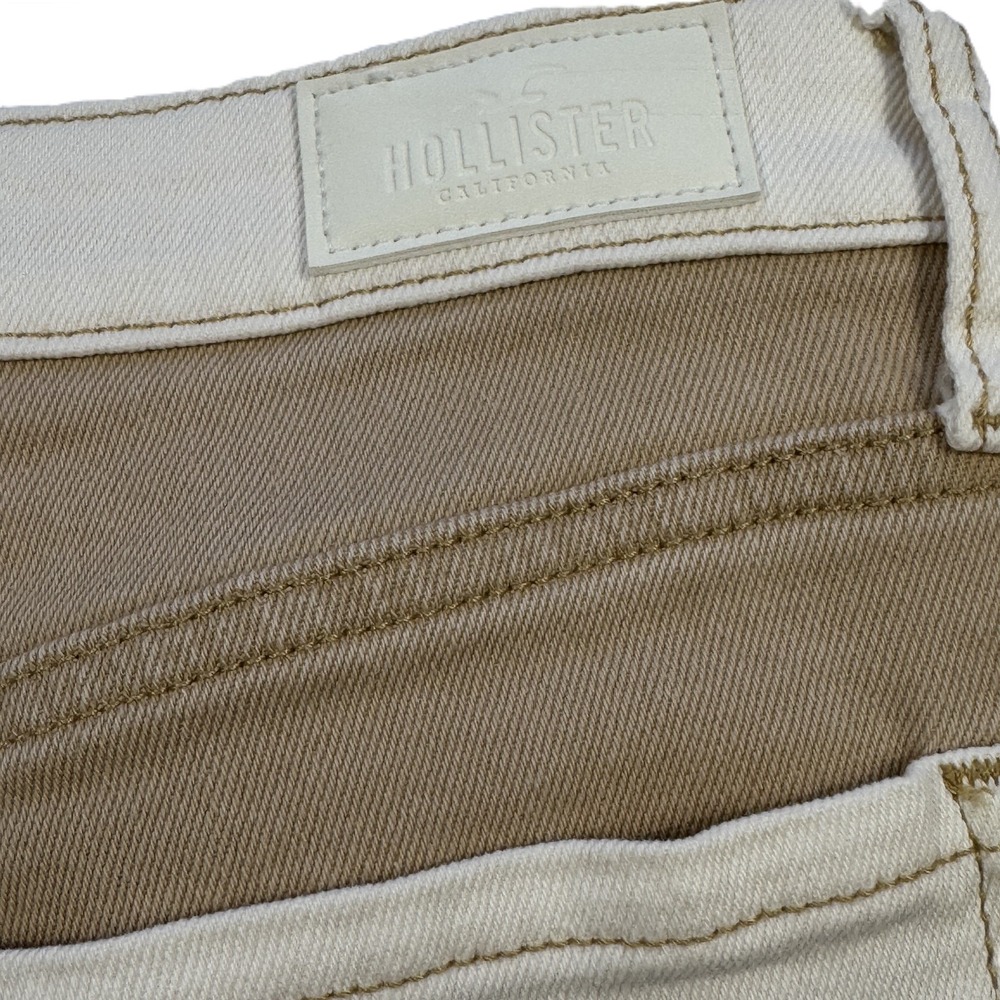Hollister Colorblock Patchwork Mom Jeans 3S W26‎ L25 High Rise White Tan Denim - Picture 5 of 12